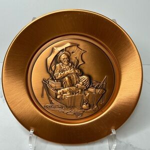Norman Rockwell The Hamilton Collection Gone Fishing Vintage 1978 Copper Plate